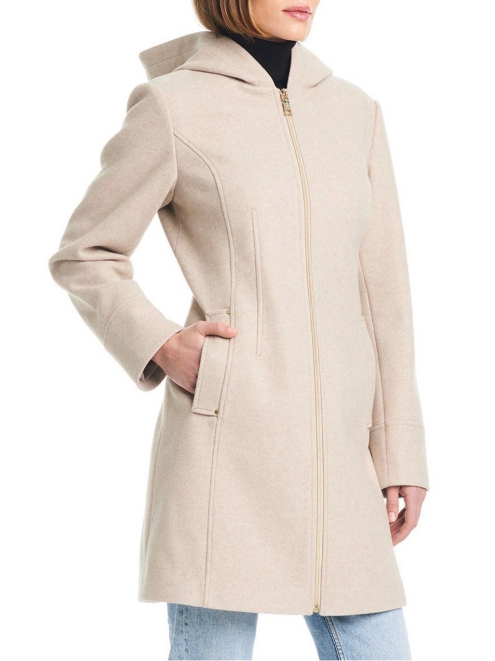 Vince Camuto Hooded Zip-Front Trench Coat - Tan